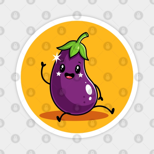 Kawaii Eggplant Magnet by enrynz